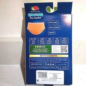 Girl's 4T/5T Fruit of the Loom 360° Stretch Briefs 6Pk Blue, Pink, Orange, Green